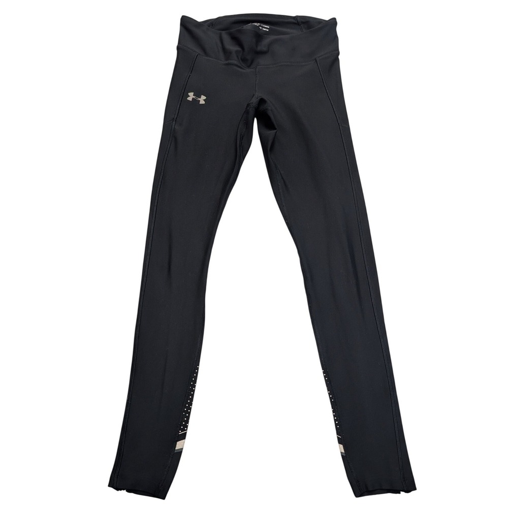 Under Armour HeatGear Running Leggings Womens Medium Black Reflective 1331830